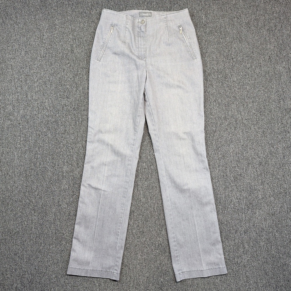 Vanilia Y2K High Rise Straight Leg Pants 38 Gray Italian Fabric Quiet Luxury